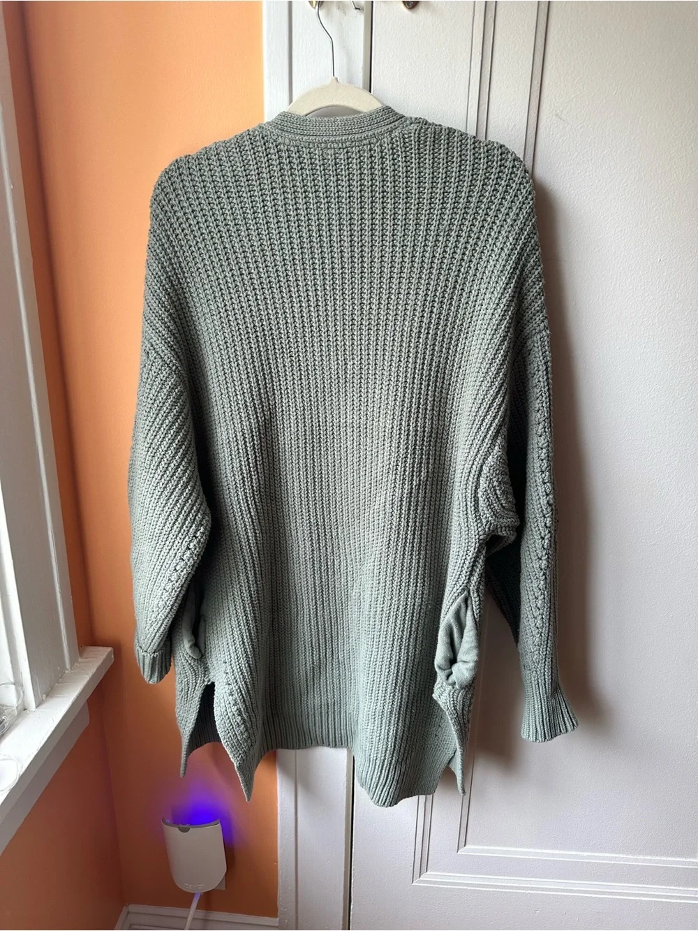 Free People Open-Front Chunky Knit Cardigan - Sage Green - Picture 7 of 7